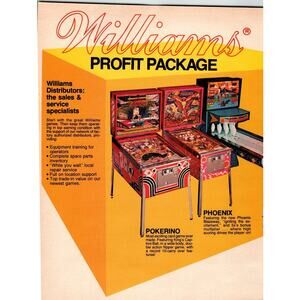 Pokerino Phoenix Pinball Machines Pompeii Shuffle Alley Arcade Game Magazine AD